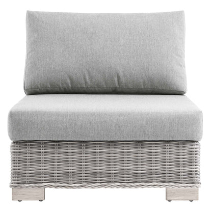 Conway Outdoor Patio Wicker Rattan Armless Chair - Light Gray Gray