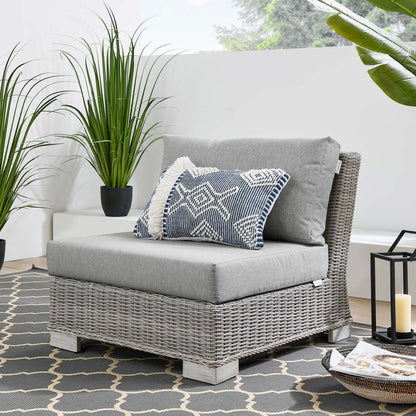 Conway Outdoor Patio Wicker Rattan Armless Chair - Light Gray Gray