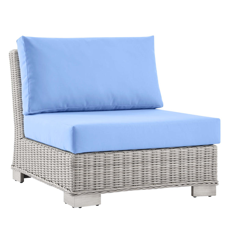 Conway Outdoor Patio Wicker Rattan Armless Chair - Light Gray Light Blue