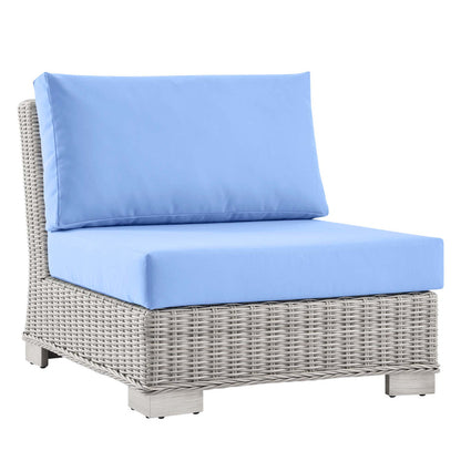 Conway Outdoor Patio Wicker Rattan Armless Chair - Light Gray Light Blue