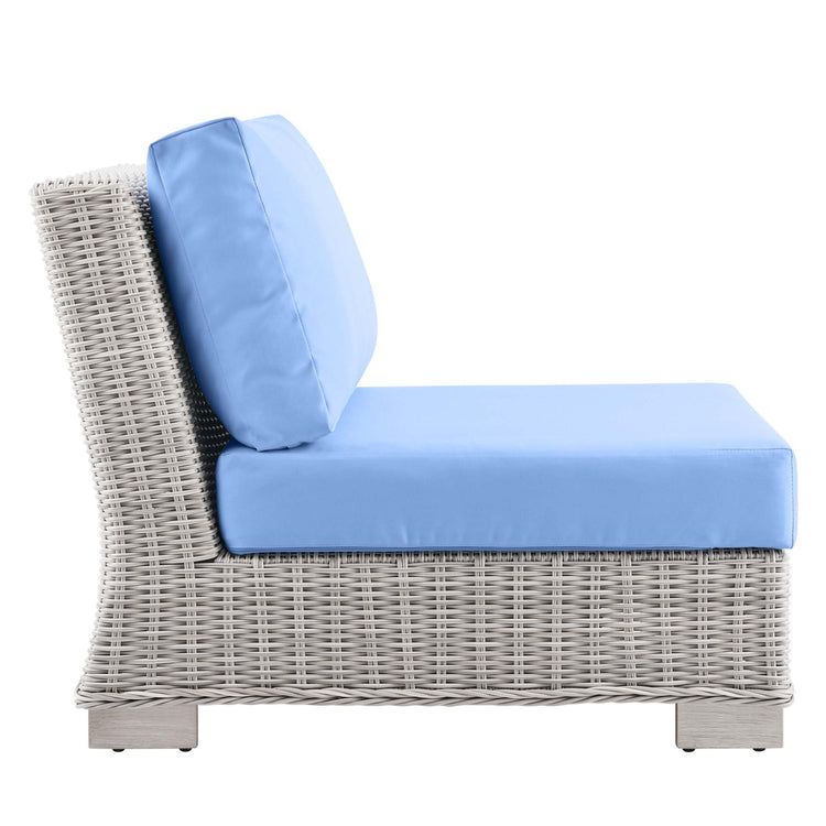 Conway Outdoor Patio Wicker Rattan Armless Chair - Light Gray Light Blue