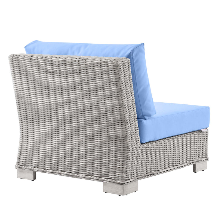 Conway Outdoor Patio Wicker Rattan Armless Chair - Light Gray Light Blue