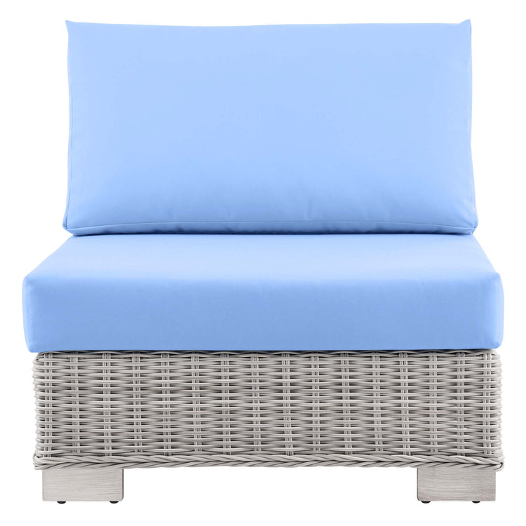 Conway Outdoor Patio Wicker Rattan Armless Chair - Light Gray Light Blue