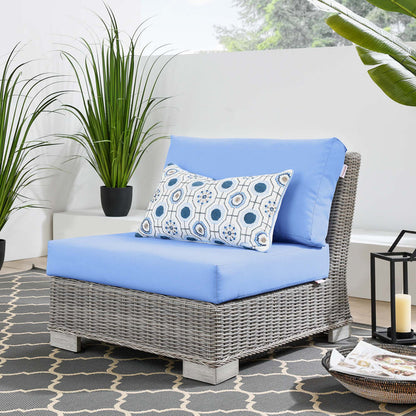 Conway Outdoor Patio Wicker Rattan Armless Chair - Light Gray Light Blue
