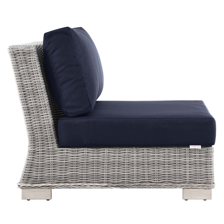 Conway Outdoor Patio Wicker Rattan Armless Chair - Light Gray Navy