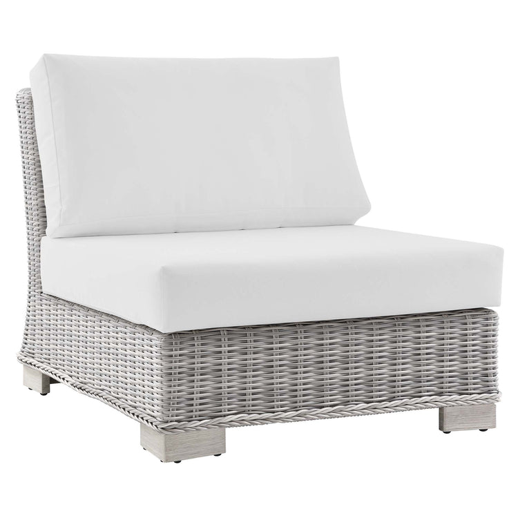 Conway Outdoor Patio Wicker Rattan Armless Chair - Light Gray White