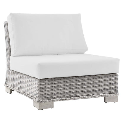 Conway Outdoor Patio Wicker Rattan Armless Chair - Light Gray White