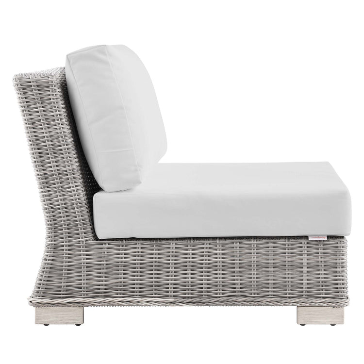 Conway Outdoor Patio Wicker Rattan Armless Chair - Light Gray White