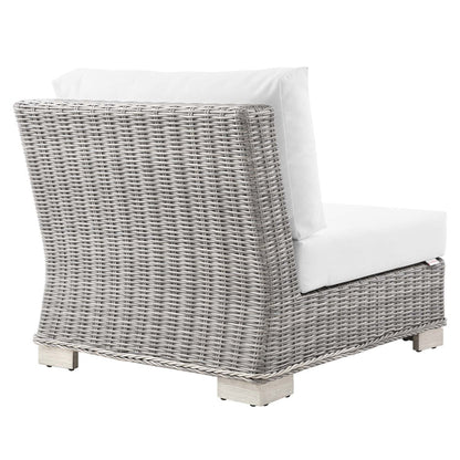 Conway Outdoor Patio Wicker Rattan Armless Chair - Light Gray White