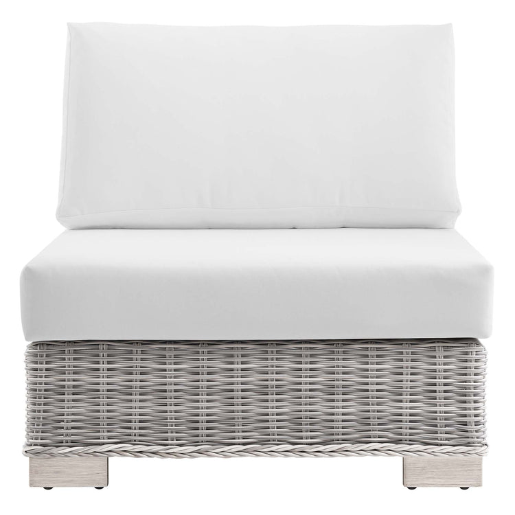Conway Outdoor Patio Wicker Rattan Armless Chair - Light Gray White