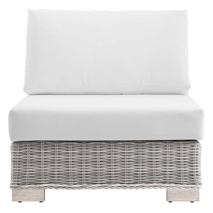 Conway Outdoor Patio Wicker Rattan Armless Chair - Light Gray White
