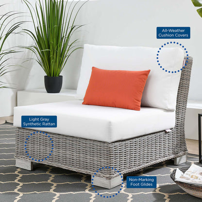 Conway Outdoor Patio Wicker Rattan Armless Chair - Light Gray White