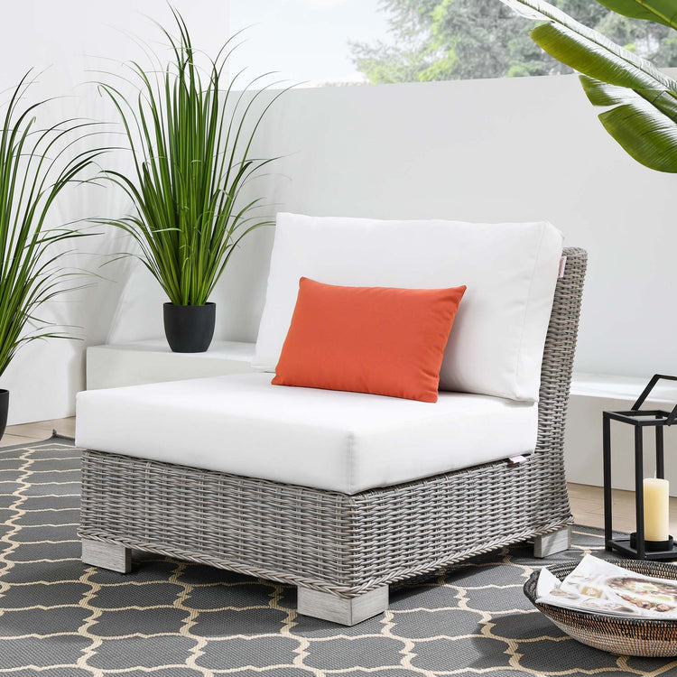 Conway Outdoor Patio Wicker Rattan Armless Chair - Light Gray White