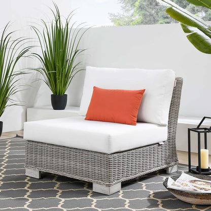 Conway Outdoor Patio Wicker Rattan Armless Chair - Light Gray White
