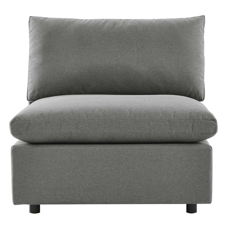 Commix Overstuffed Outdoor Patio Armless Chair - Charcoal
