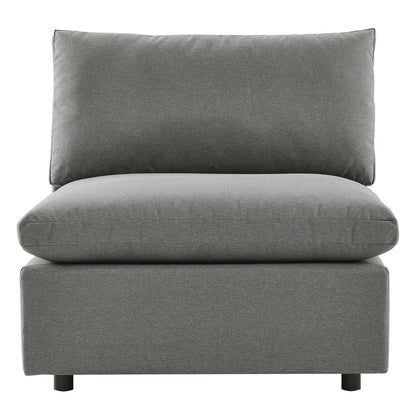 Commix Overstuffed Outdoor Patio Armless Chair - Charcoal