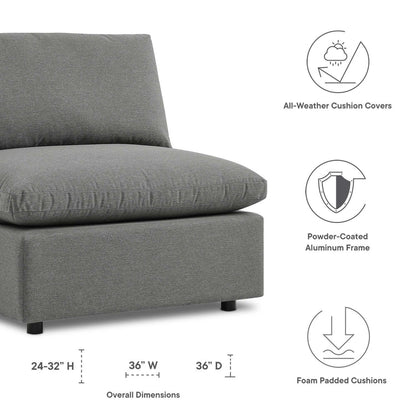Commix Overstuffed Outdoor Patio Armless Chair - Charcoal
