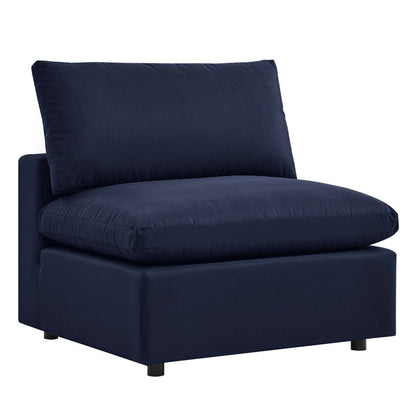 Commix Overstuffed Outdoor Patio Armless Chair - Navy