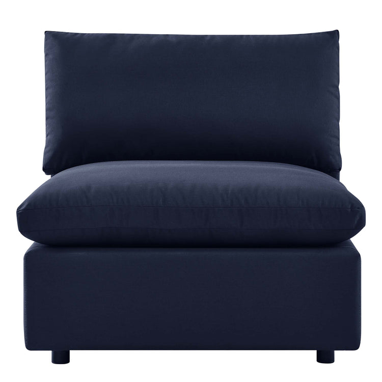 Commix Overstuffed Outdoor Patio Armless Chair - Navy