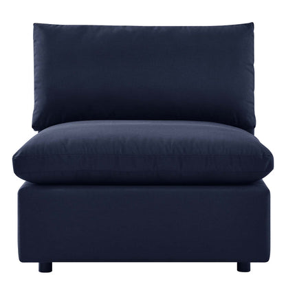 Commix Overstuffed Outdoor Patio Armless Chair - Navy