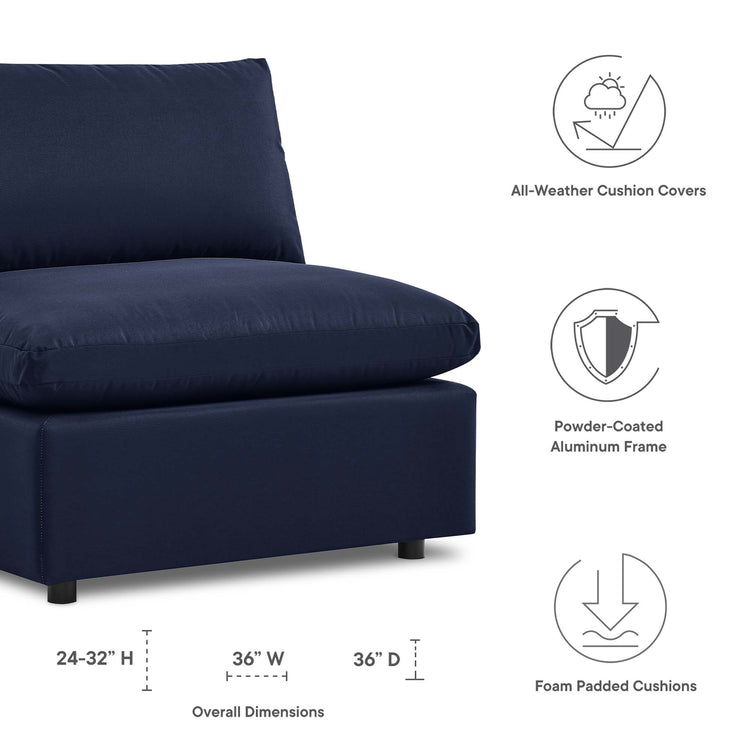 Commix Overstuffed Outdoor Patio Armless Chair - Navy