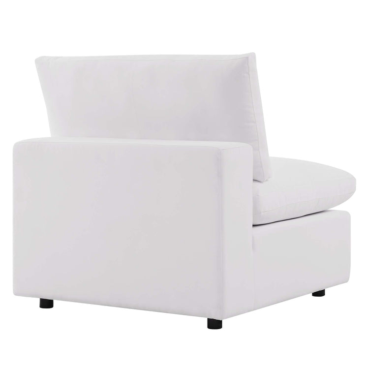 Commix Overstuffed Outdoor Patio Armless Chair - White