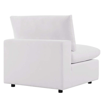 Commix Overstuffed Outdoor Patio Armless Chair - White