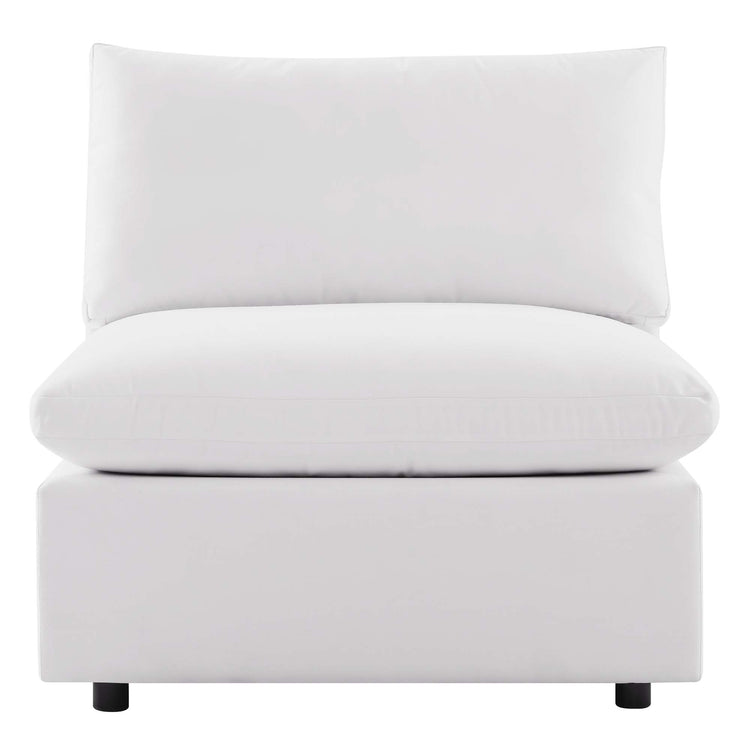 Commix Overstuffed Outdoor Patio Armless Chair - White