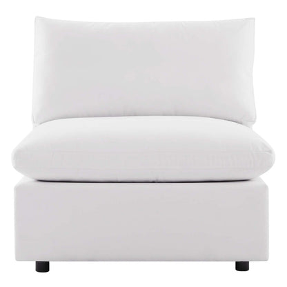Commix Overstuffed Outdoor Patio Armless Chair - White