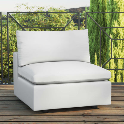 Commix Overstuffed Outdoor Patio Armless Chair - White