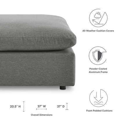 Commix Overstuffed Outdoor Patio Ottoman - Charcoal