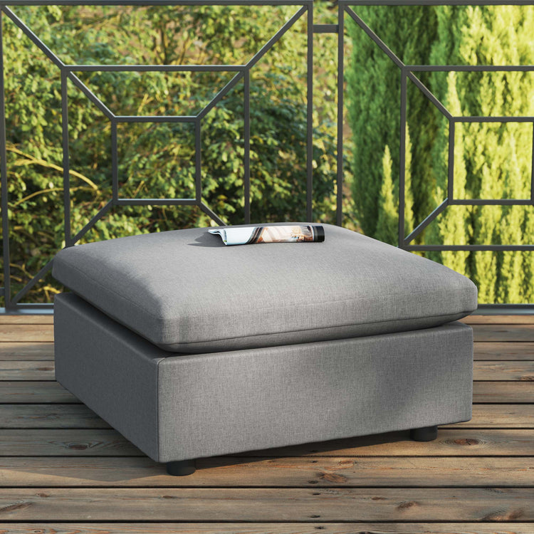 Commix Overstuffed Outdoor Patio Ottoman - Charcoal