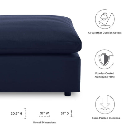 Commix Overstuffed Outdoor Patio Ottoman - Navy