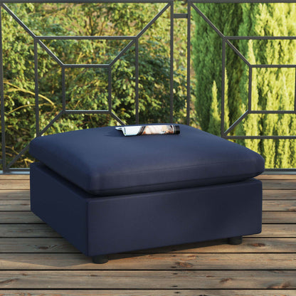 Commix Overstuffed Outdoor Patio Ottoman - Navy