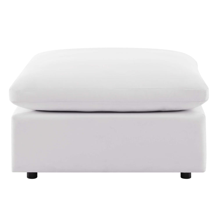 Commix Overstuffed Outdoor Patio Ottoman - White