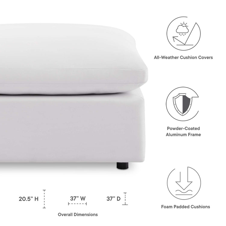 Commix Overstuffed Outdoor Patio Ottoman - White