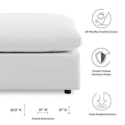 Commix Overstuffed Outdoor Patio Ottoman - White
