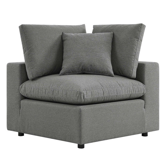 Commix Overstuffed Outdoor Patio Corner Chair - Charcoal