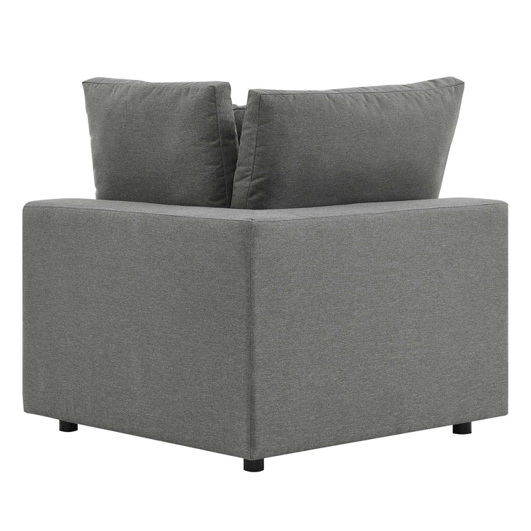 Commix Overstuffed Outdoor Patio Corner Chair - Charcoal