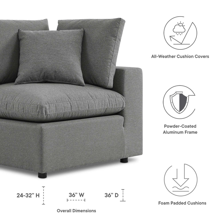 Commix Overstuffed Outdoor Patio Corner Chair - Charcoal