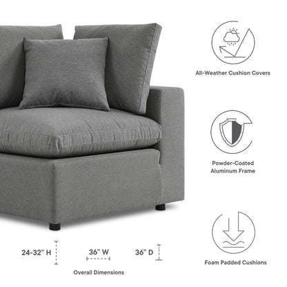 Commix Overstuffed Outdoor Patio Corner Chair - Charcoal