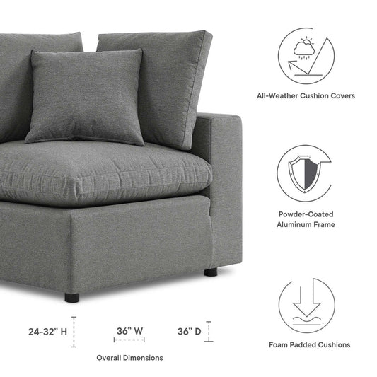 Commix Overstuffed Outdoor Patio Corner Chair - Charcoal