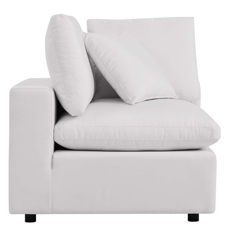 Commix Overstuffed Outdoor Patio Corner Chair - White