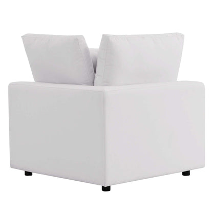 Commix Overstuffed Outdoor Patio Corner Chair - White