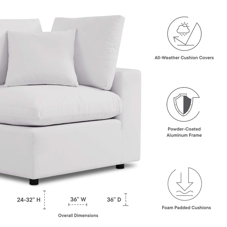 Commix Overstuffed Outdoor Patio Corner Chair - White