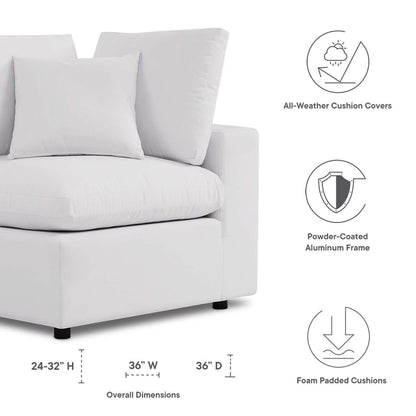 Commix Overstuffed Outdoor Patio Corner Chair - White