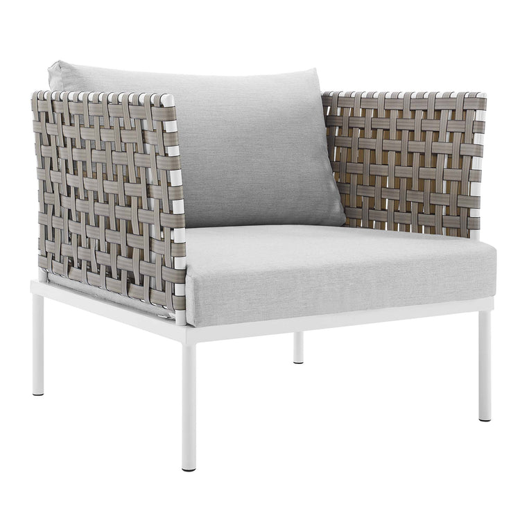 Harmony Sunbrella® Basket Weave Outdoor Patio Aluminum Armchair - Tan Gray