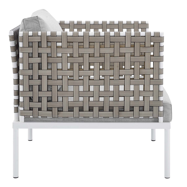 Harmony Sunbrella® Basket Weave Outdoor Patio Aluminum Armchair - Tan Gray