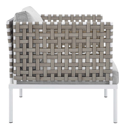 Harmony Sunbrella® Basket Weave Outdoor Patio Aluminum Armchair - Tan Gray