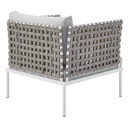Harmony Sunbrella® Basket Weave Outdoor Patio Aluminum Armchair - Tan Gray